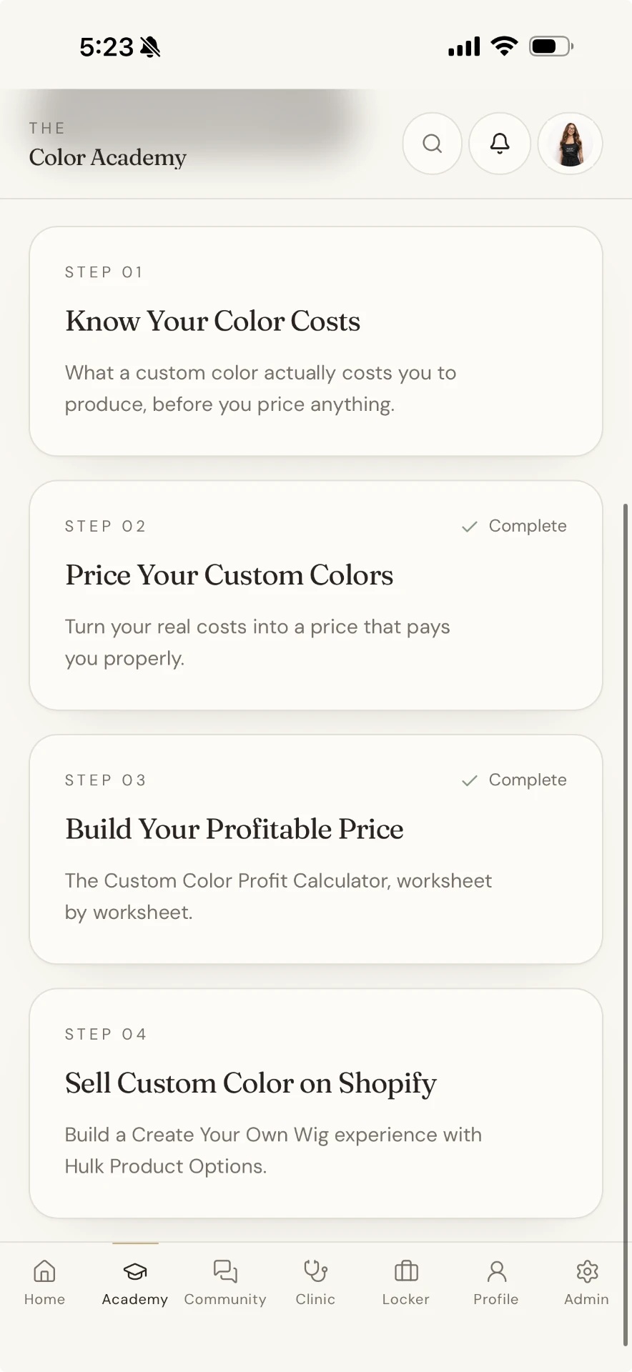 Custom color business pathway screenshot