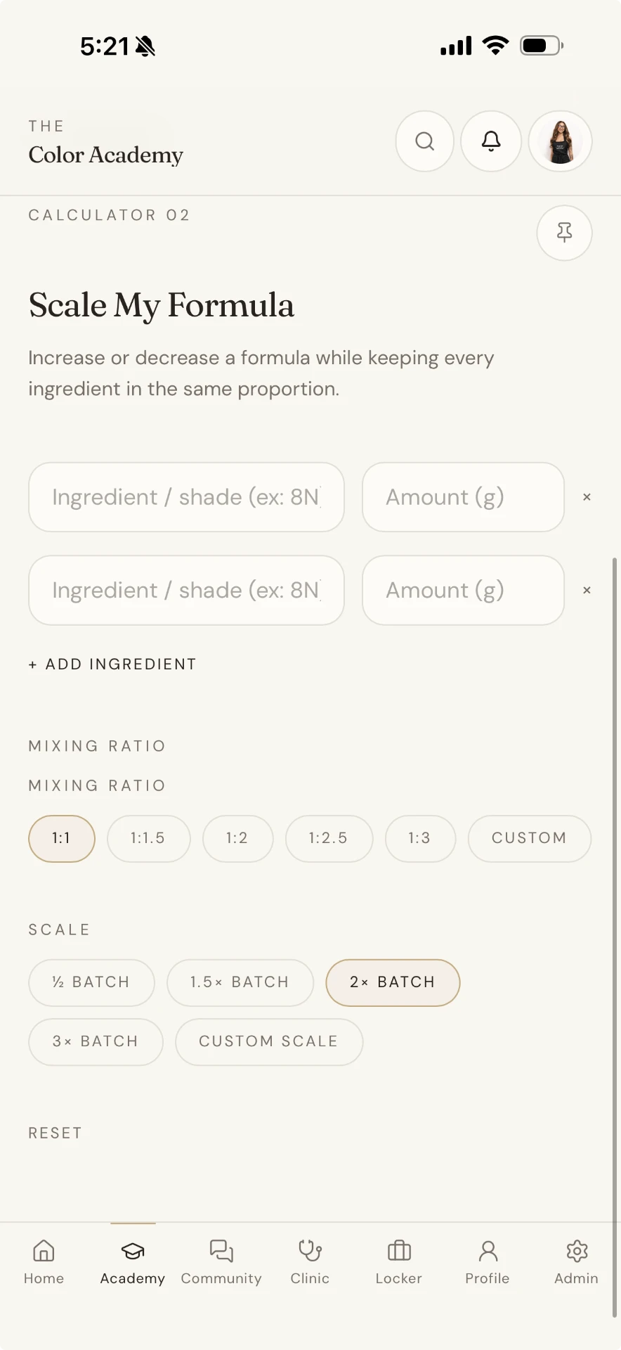Scale My Formula calculator screenshot